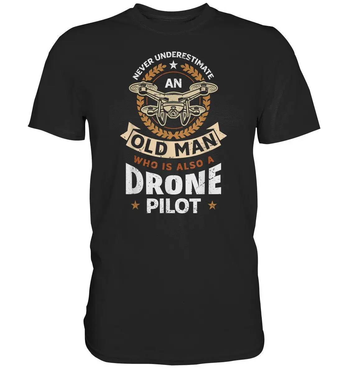 Old Man With Drone Quadcopter T Shirt Premium