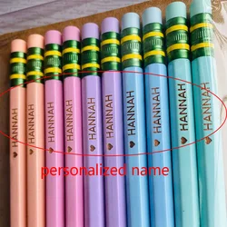 10 Stuks Gepersonaliseerde Potloden Custom Leraar Gegraveerde Pastel Voor Student Terug Naar School Afstuderen Gunst Decoratie Benodigdheden