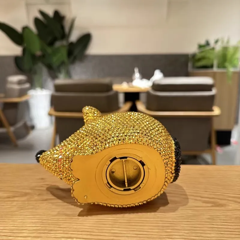 Collective Wealth Gold Yellow Bling Rhinestone DIY Handmade Mouse Home living Room Decorate Piggy Money Bank