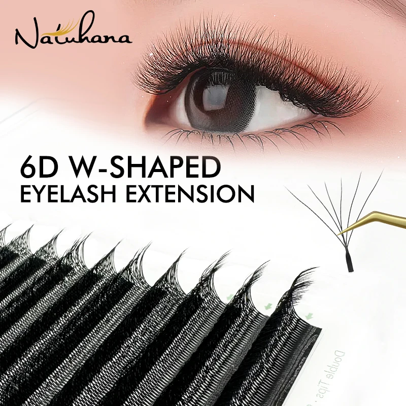 

NATUHANA 6D 7D 8D W-Shape Premade Volume Fans Lashes Automatic Flowering Bloom Natural Soft False Eyelashes