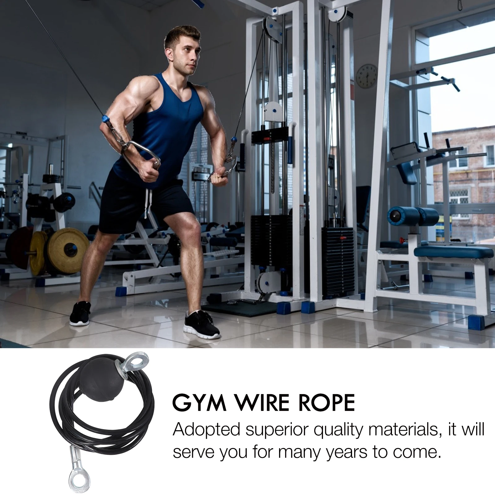 

Adjustable Rubber Coated Wire Rope Gym Cable Steel Fitness Equipment Accessories Home Exercise Steel Wire Rope Durable Practical