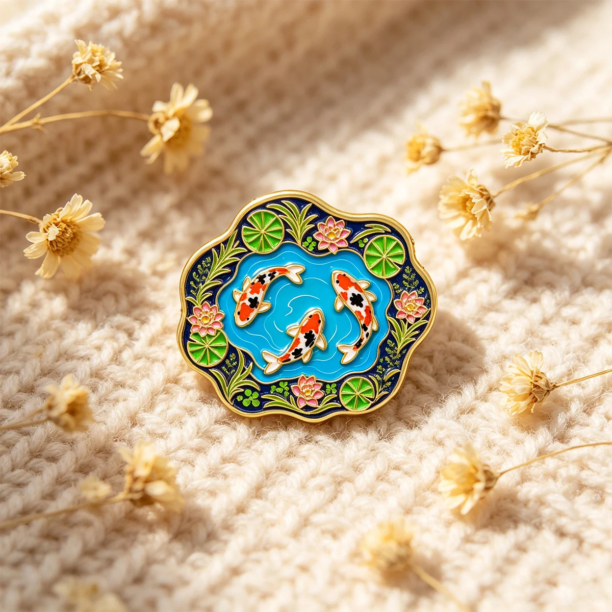 9pcs Koi Fish Lotus Enamel Pin - đánh giá và giá Good Floral & Wedding Decor Supply Photos