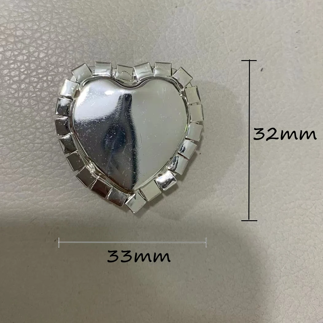 LKERAN 5PCS Huge 32*33mm Acrylic Heart-Shaped Rhinestone Buttons Flatback 4-Hole Sewing Decorative Accessories