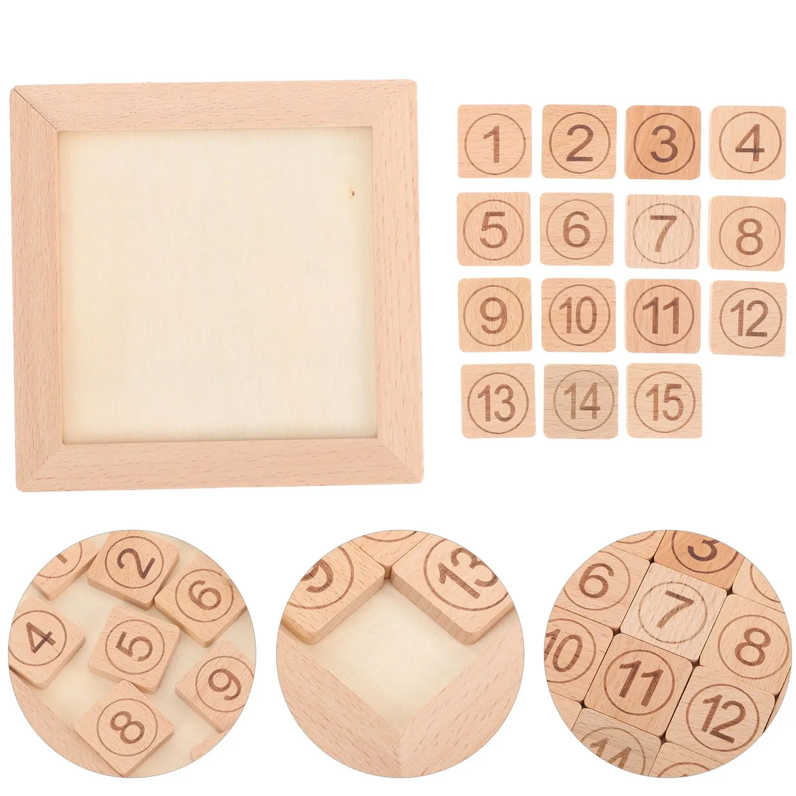 Wooden Sliding Number Puzzle Kids IQ Game Toy Educational Playthings Learning Toys Montessori Math Home School