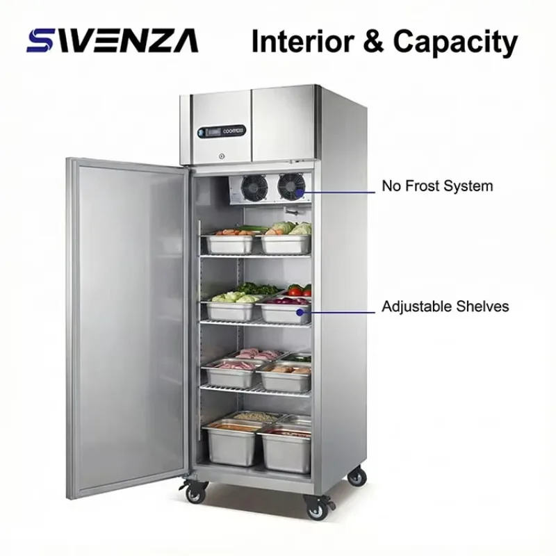Bottom Mount Commercial Display Refrigerator Freezer Single Door Vertical Ice Cream Showcase