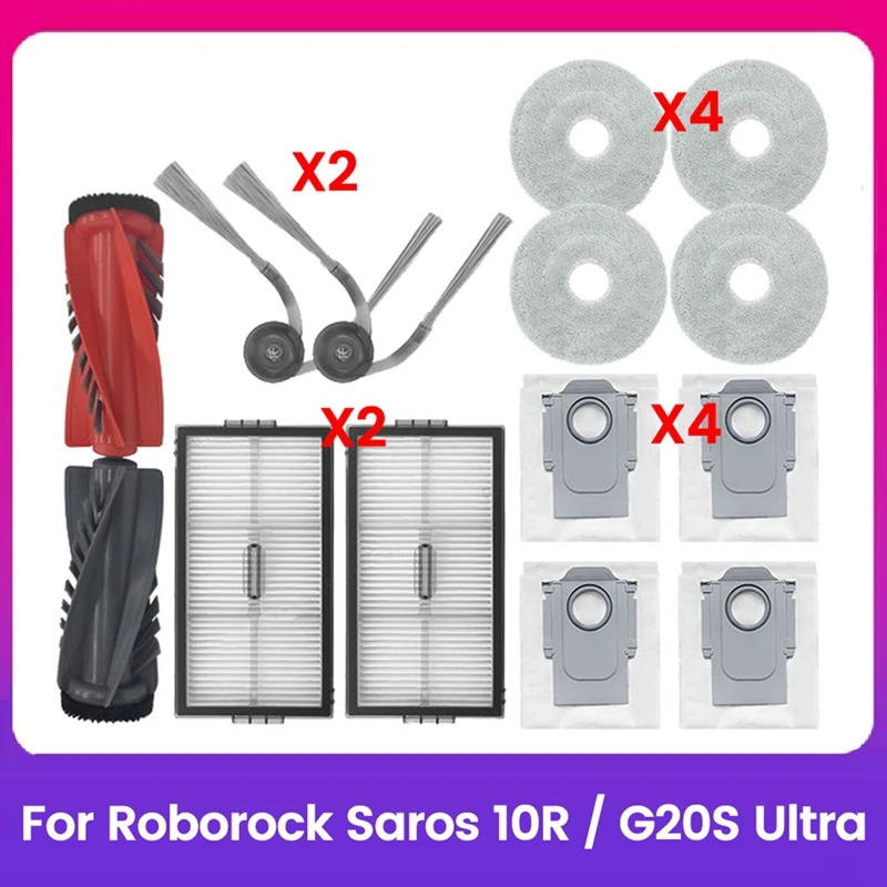 For Roborock Saros 10R / G20S Ultra Vacuum Parts Main Brush Side Brush Filter Mop Pads Dust Bags Replacement Parts