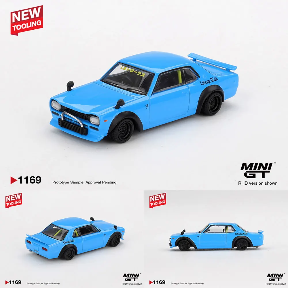 MINIGT 1/64 Nissan LBWK HAKOSUKA Blau Diecast Modellauto, Liberty Walk Skyline C10 mit Vitrine, JDM Tuning Sammlerstück Geschenk