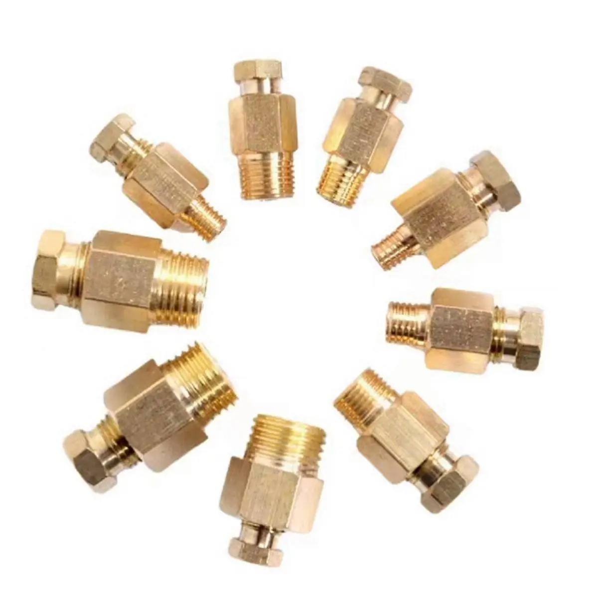 

LOT 5 Metric BSPP Thread Male - Fit Tube O.D 4/6/8/10mm Hex Brass Oil Pipe Fitting For Tubing Manifold Block