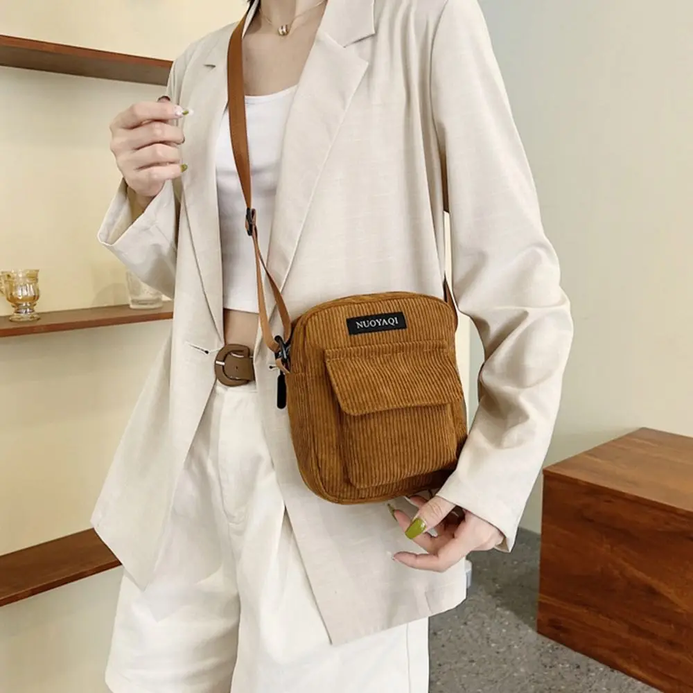 Women Men Corduroy Shoulder Bag Cute Small Handbags Casual Outdoor Messenger Bags