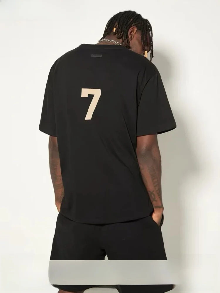 

Футболка свободного кроя с круглым вырезом и коротким рукавом, с принтом «Цифра 7», летняя, повседневная, из хлопка, унисекс, универсальный размер