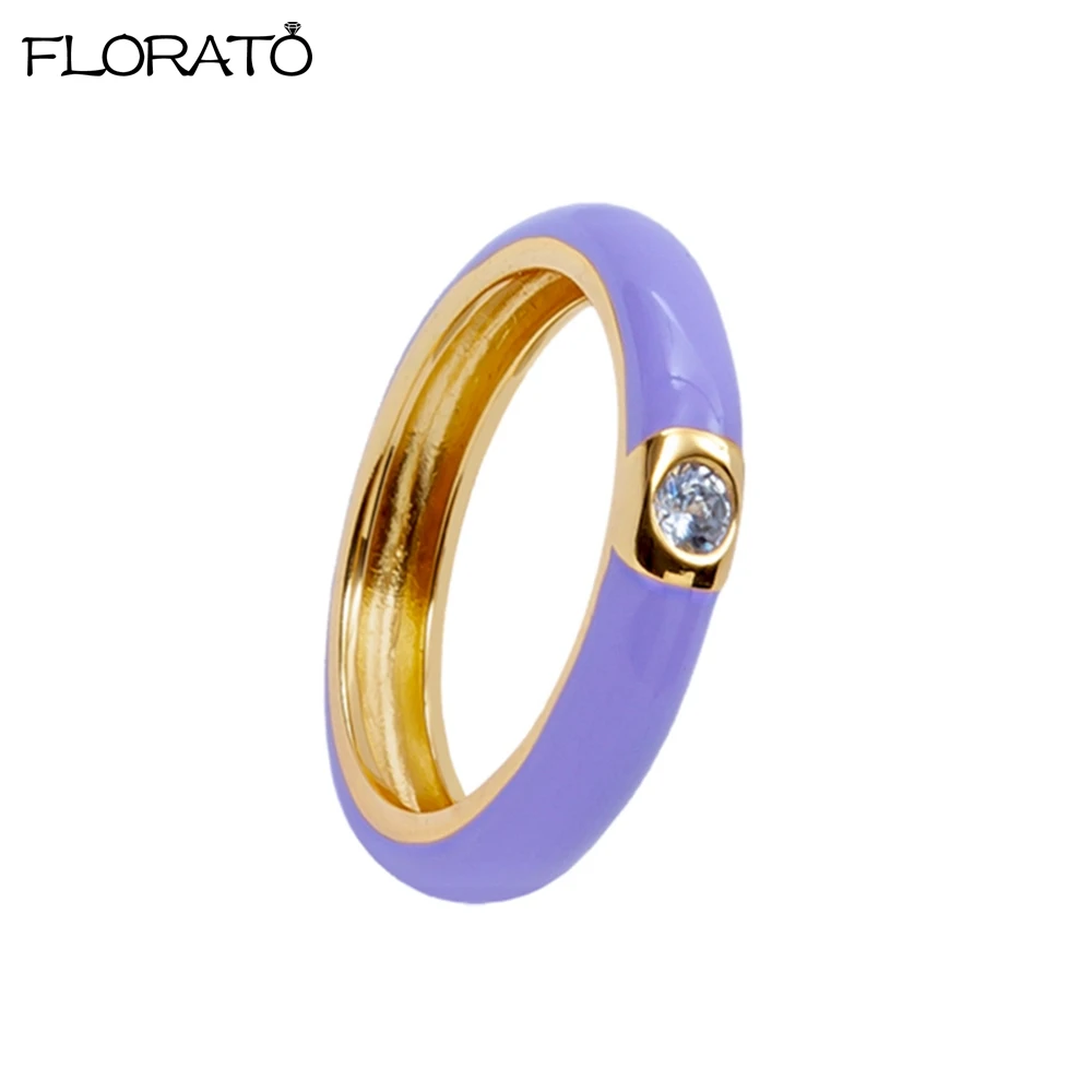 Women's Colorful Enamel Ring, 24K Gold Plated Candy Colors Gift