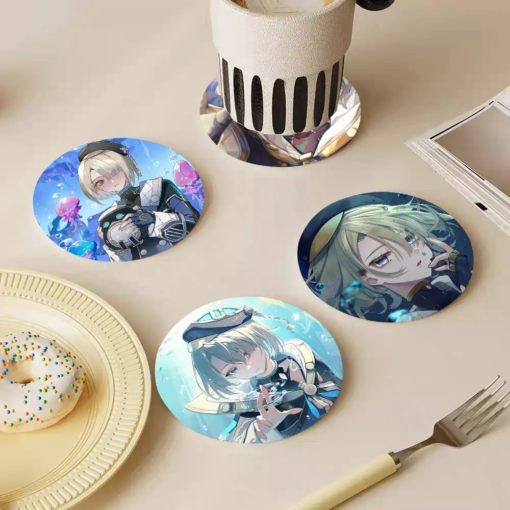 Game Anime Genshin Impact Freminet Wooden Coasters Heat-resistant And Non-slip Suitable For Restaurants And Cafes And