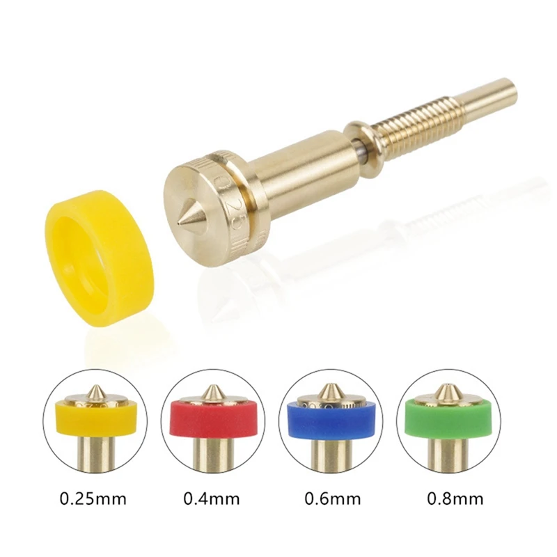 4Pcs All-In-One Brass Titanium Nozzle 0.25/0.4/0.6/0.8Mm Heatbreak Brass Titanium Nozzle For E3D Revo Hotend Extruder