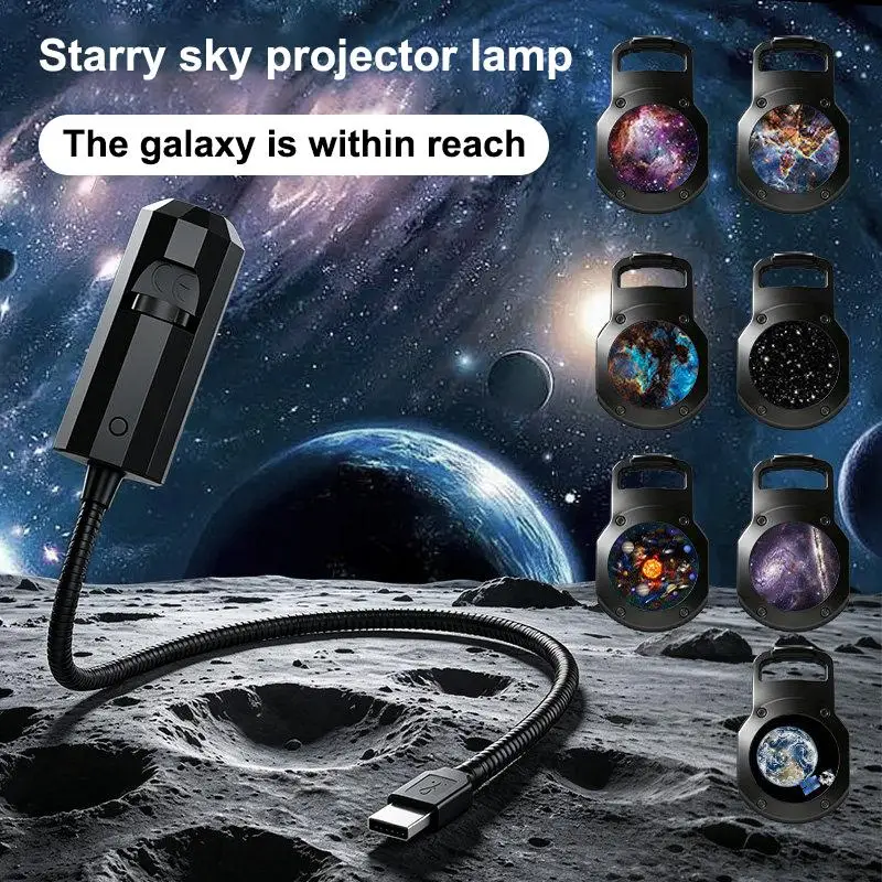 Galaxy Starry Sky Projector Lamp USB Powered Night Light for Bedroom Ceiling Wall Home Decor Adjustable Brightness