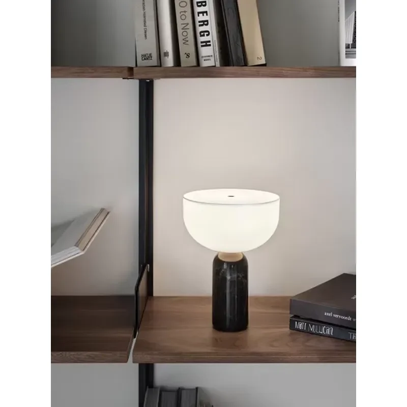 SAIDKOCC Modern Minimalist Rechargeable Desk Lamp Natural Marble Base Nordic Style Table Light for Bedroom Living Room Home