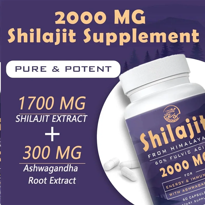 

Natural Shilajit Supplement contains over 85 trace minerals and 60% fulvic acid, enhancing energy and immunity. 60 capsules