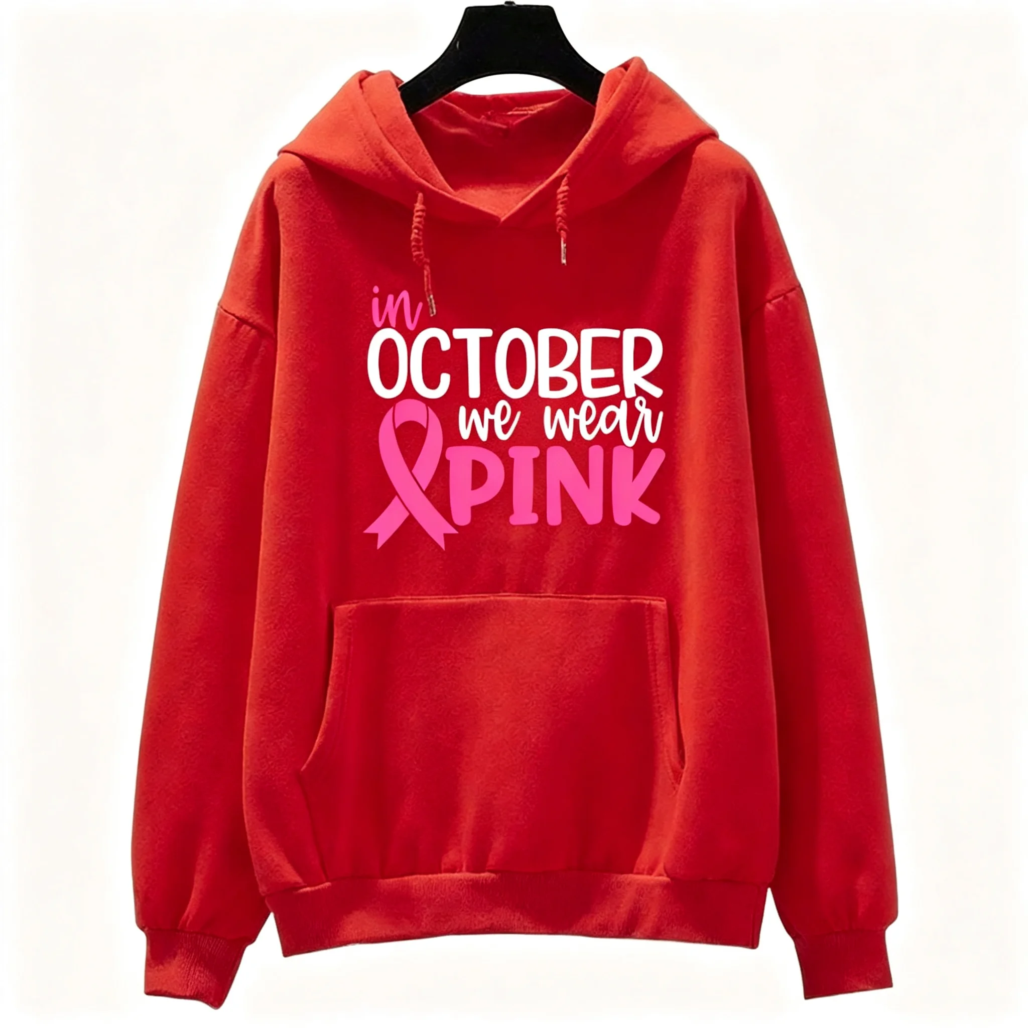 Im Oktober tragen wir das „We Wear Pink“-Sweatshirt, ich bin ein Überlebender, Kleidung, Team, Motivation, langärmliges Shirt zur Sensibilisierung für Krebs, Damen-Shirt. – Detail 10