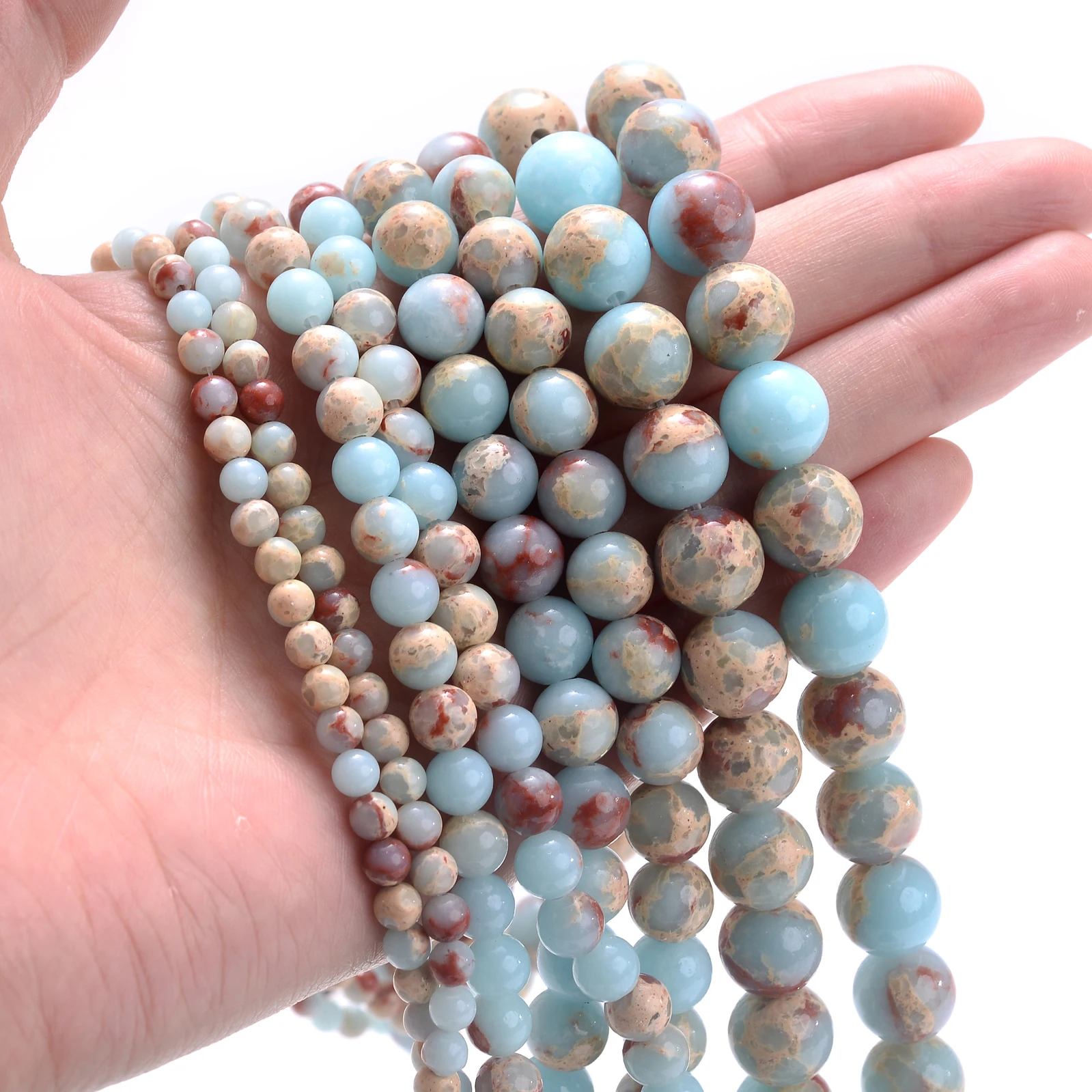 Blue Sea Sediment Imperial Jasper Beads Natural Stone Beads For Jewelry Making DIY Bracelet Handmade Accessories 4 6 8 10MM