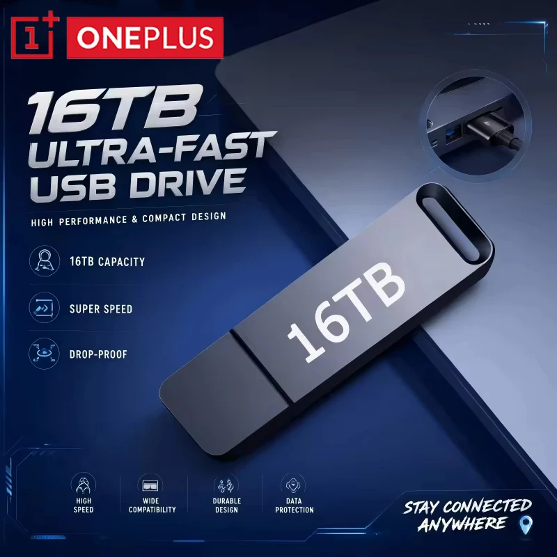 OnePlus Original U-Drive 16TB USB 3.2 Flash Drive High-Speed Pen Drive Type-C Metal USB Memory For Computer Storage Device 2026