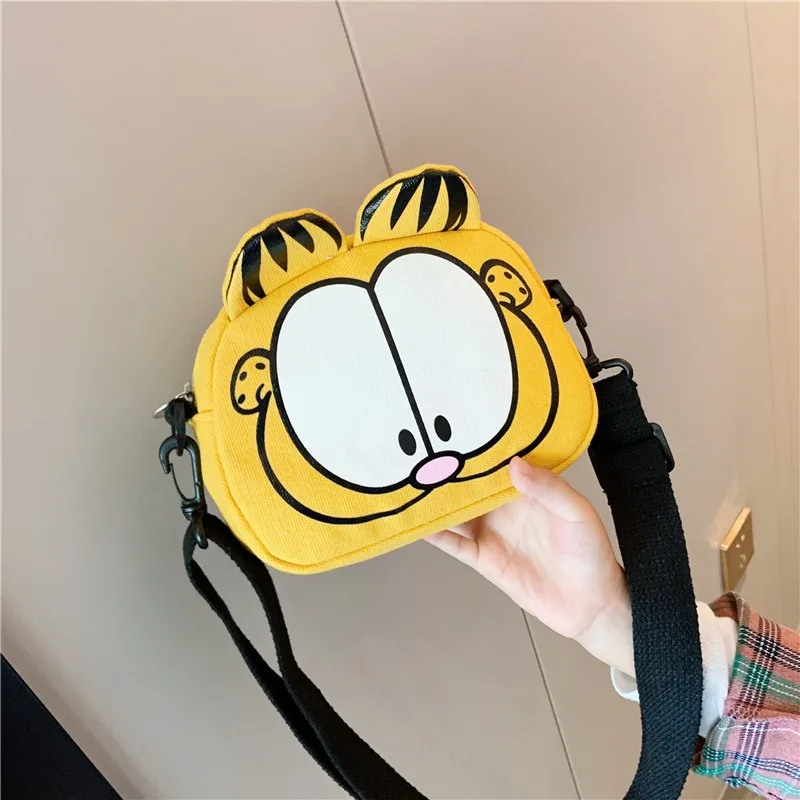 

New Cute Garfield Cartoon Wallet Unisex Boys and Girls Crossbody Bag Canvas Cute Shoulder Bag Large Capacity Birthday Gifts
