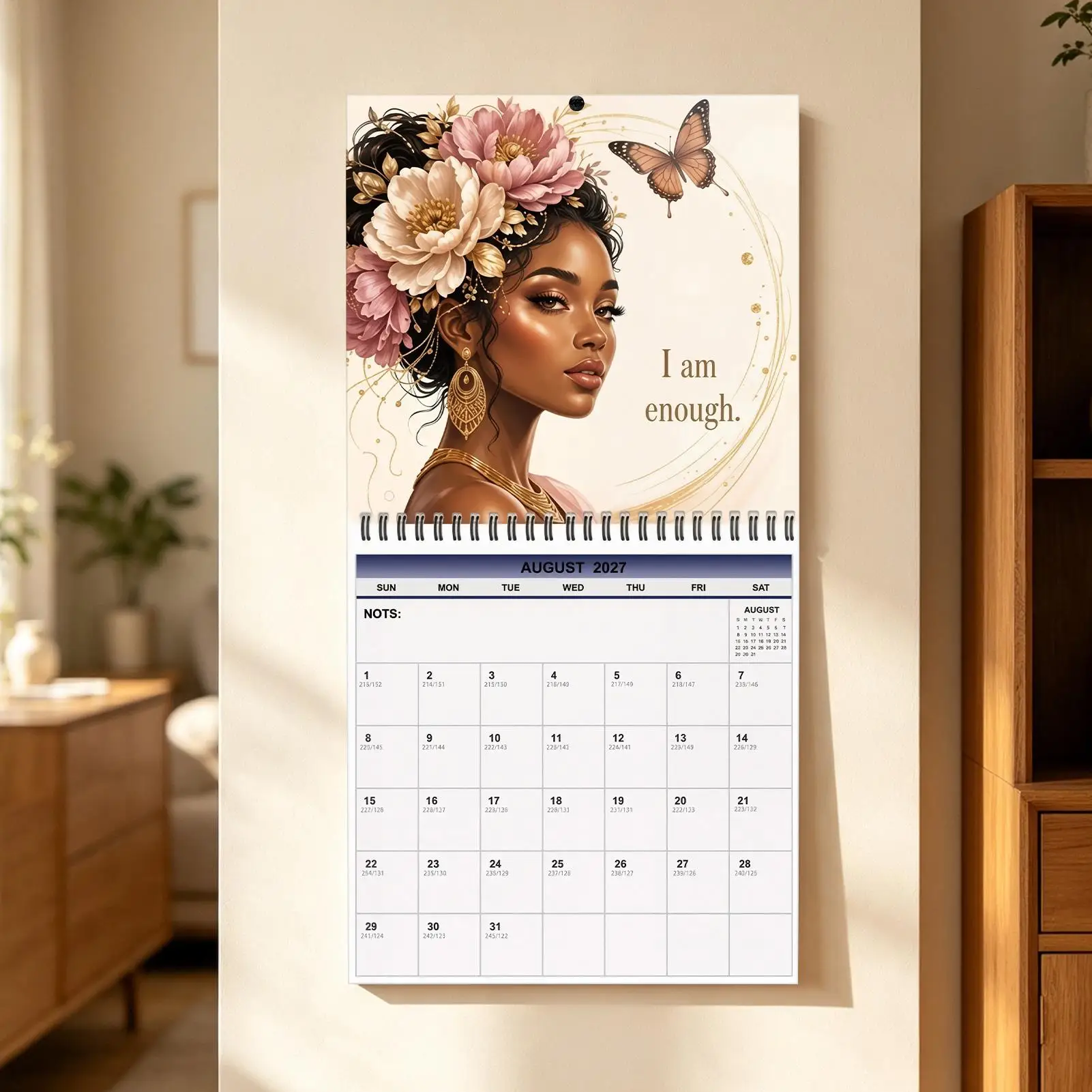 Wall Calendar 2027 12 Month Hangable Coil Planner Flowers Decorative Family Schedule Planner Organizer For Home Office Decor
