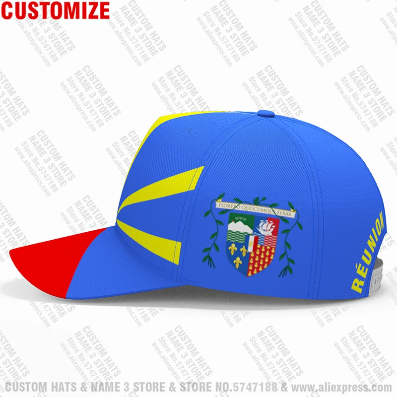 Reunion Baseball Caps Free Custom Made Name Number Team Logo Re Hat Reu Country Travel French Nation Island France Flag Headgear