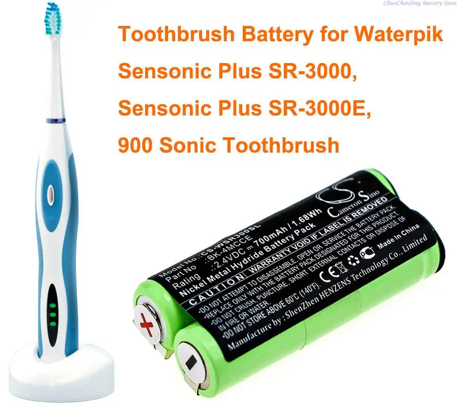 700mAh Toothbrush Battery BK-4MCCE for Waterpik Sensonic Plus SR-3000, Sensonic Plus SR-3000E, 900 Sonic Toothbrush