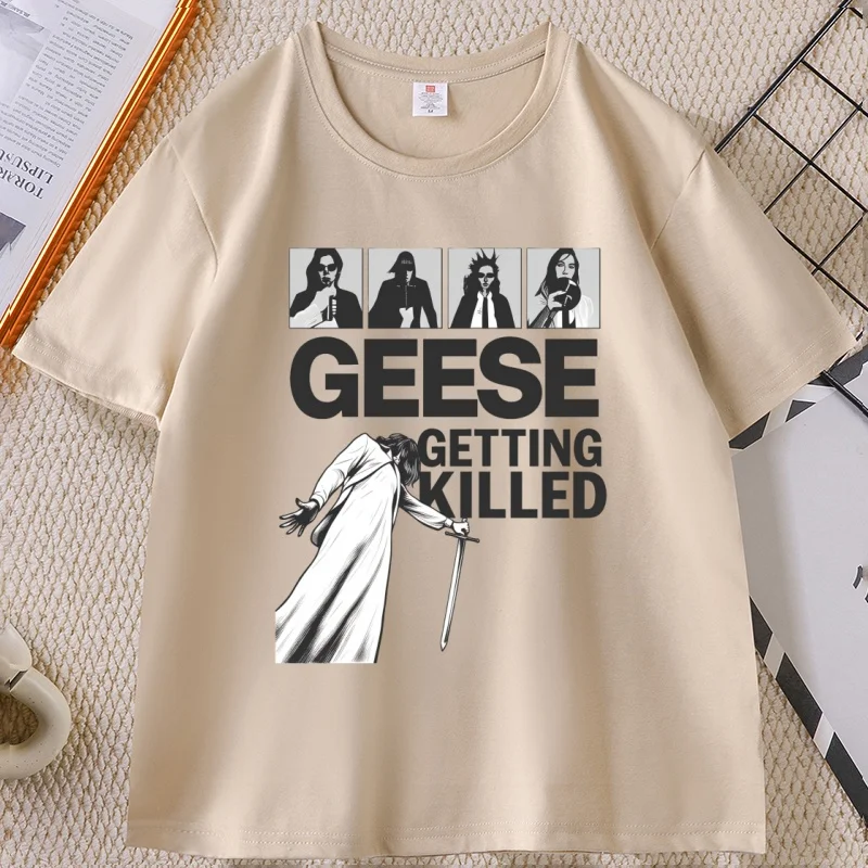 Geese Getting Killed Tshirt Geese T-Shirt Casual Cotton Short Sleeve Graphic T-Shirts Hip Hop Trendy Clothes Oversized Tees