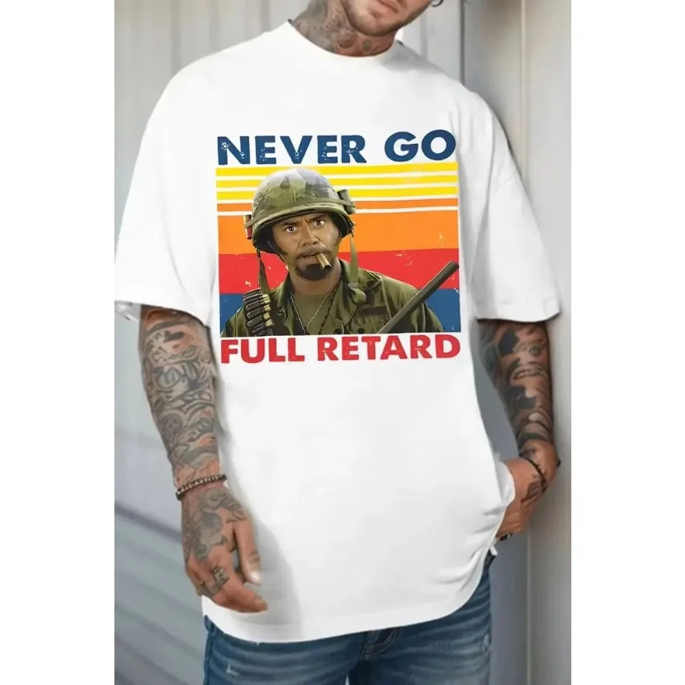 Never Stopping Idiot T-shirt NEVER GO FULL RETARD Printed Men and Women Matching T-shirt 2026 Summer Y2k Tops Unisex