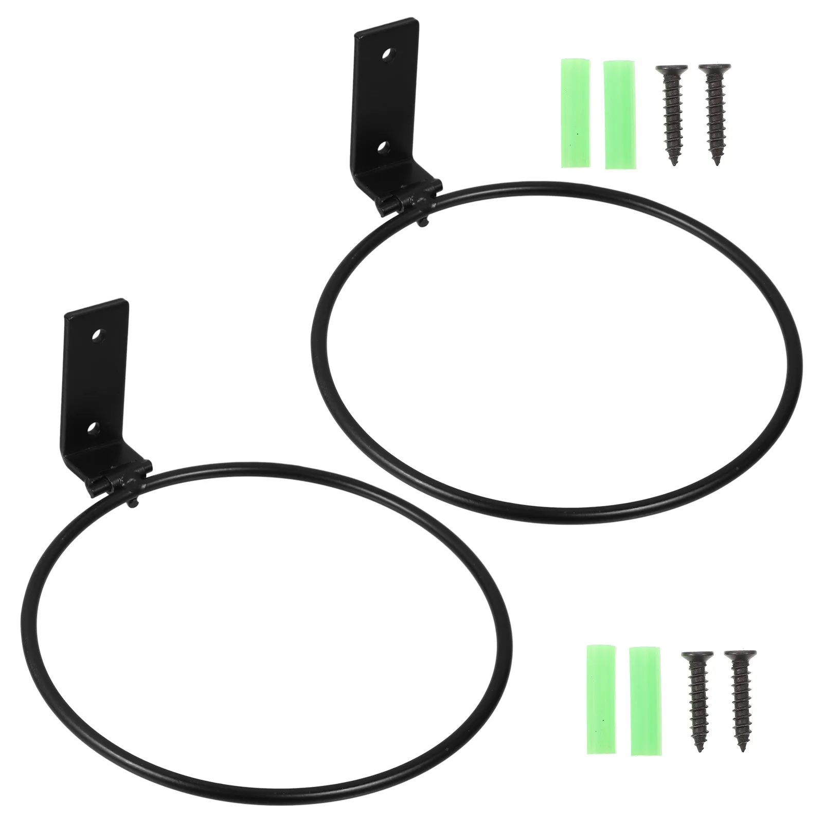 

2pcs Flower Pot Plant Wall Hanging Ring Metal Bracket Black Circular Holder Durable Space Saving Versatile Use Indoors Outdoors