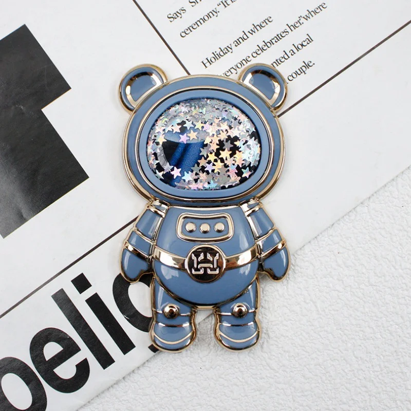 Cartoon Space Bear Glitter Liquid Quicksand Handy Griff Ständer Halter Astronaut Telefon Ständer