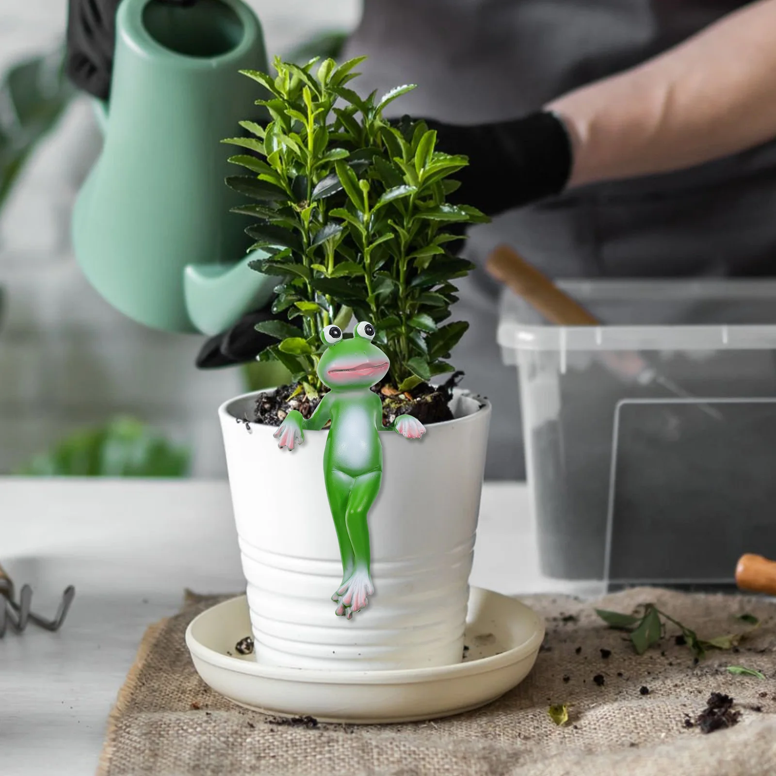 

Cute Frog Statue Bonsai Decorative Ornaments Hanging Frogs Planter Figurines Garden Resin Yard Waterproof Durable Lifelike