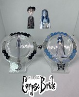 Corpse Bride Emily and Victory inspired matching bracelet, Tim Burton-style, black and white matching bracelet