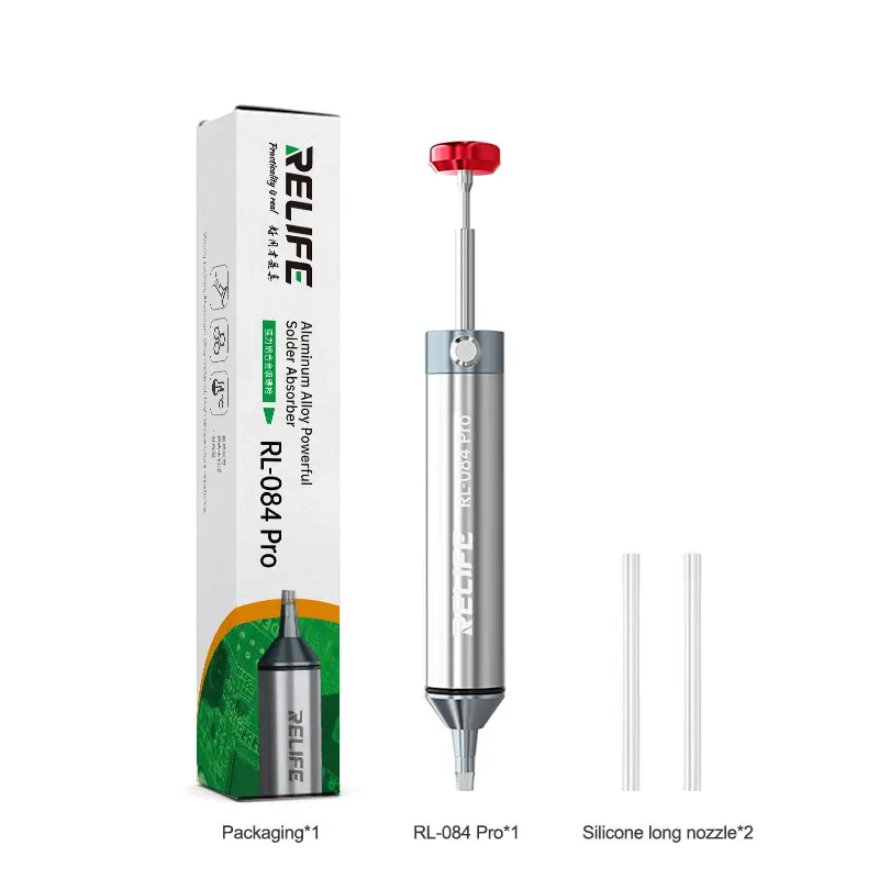 RELIFE RL-084 Pro Strong Suction Aluminum Alloy Desoldering Sucker Powerful Vacuum Suction for PCB Soldering Removal & Repair