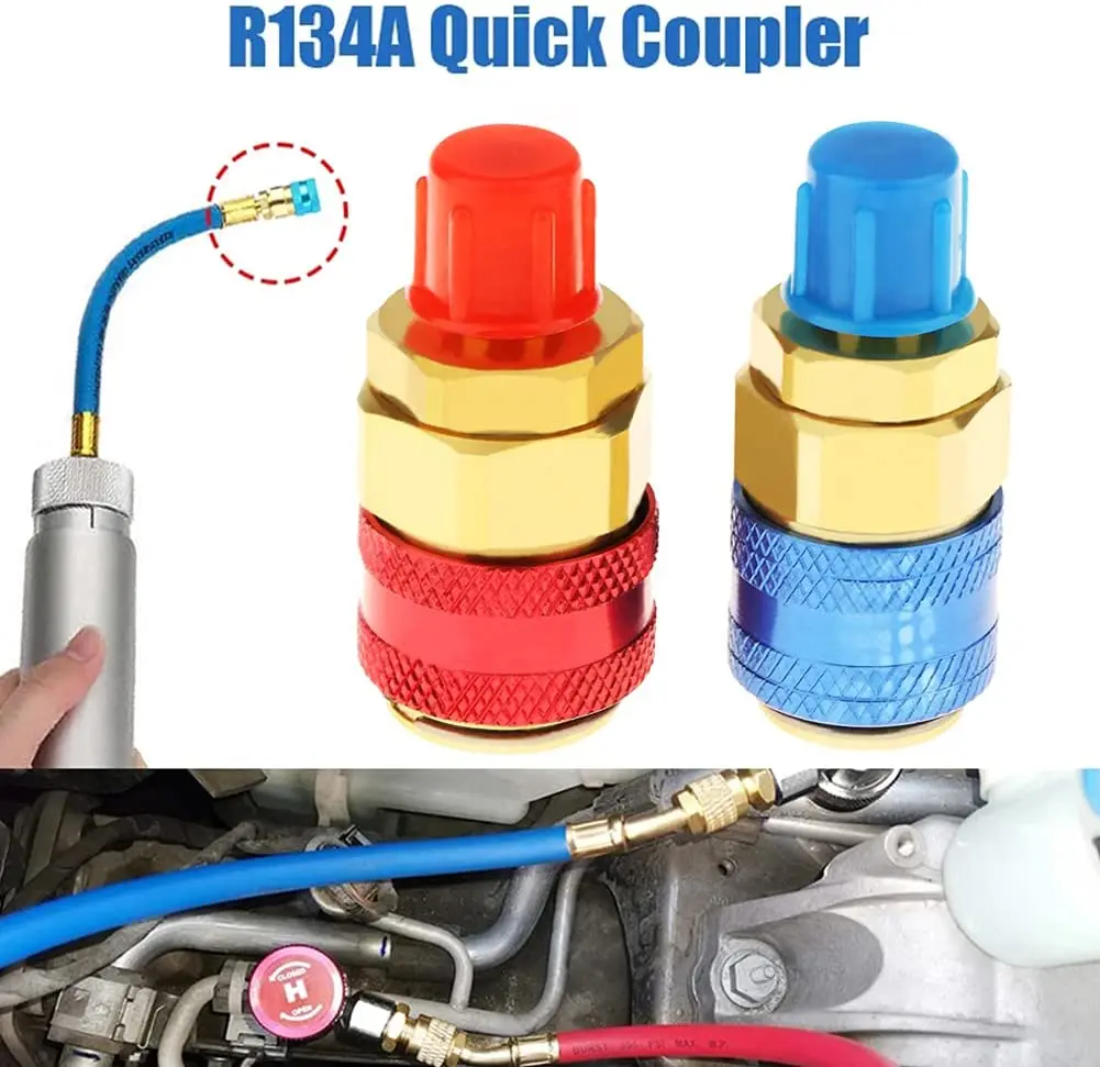 R134A Low High Auto Car Quick Coupler Connector Brass Adapters Car Air Conditioning Refrigerant Adjustable AC Manifold Gauge