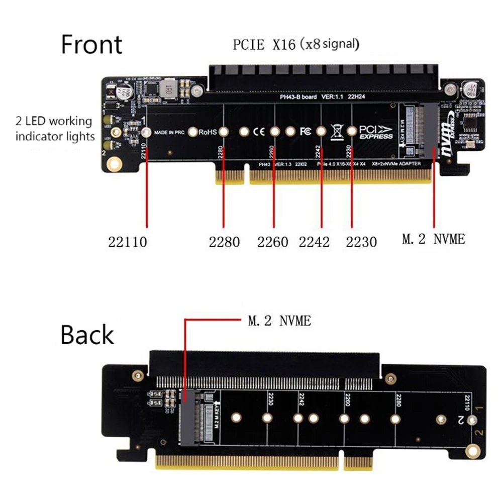 Stylish-PCIE4.0 Split Expansion Riser Card PCIE4.0 Expansion Adapter Card PCIE X16 To X8+X4+X4 Quad VROC .2 Nvme Port