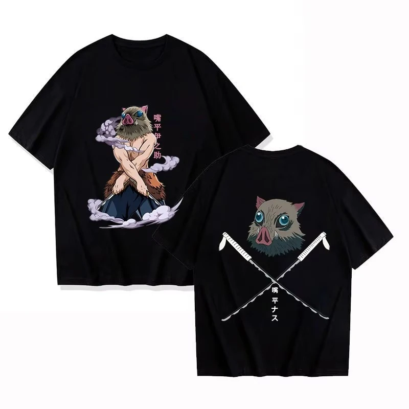 2026 Anime Demon Slayer ‌Hashibira Inosuke‌ T Shirt Summer pure Cotton Men's Women Streetwear Casual Trendy Short Sleeve Tops