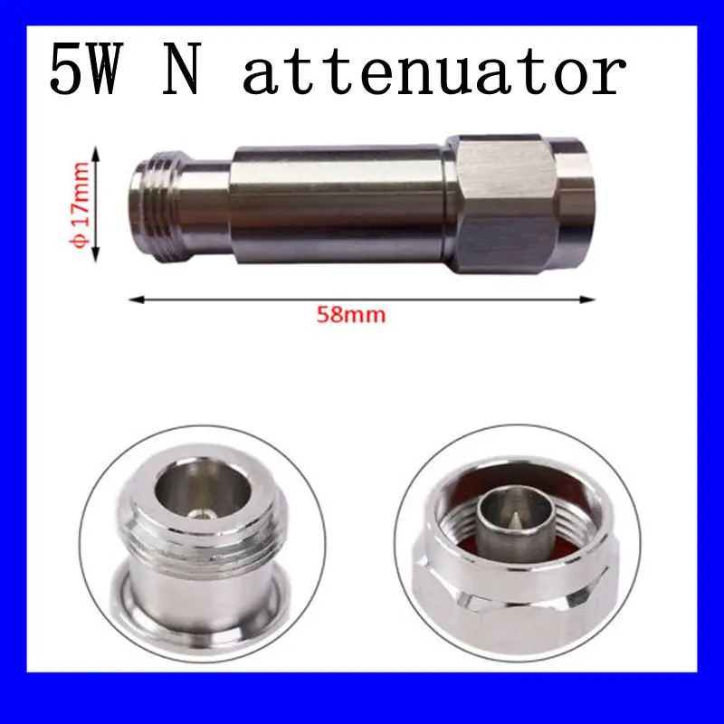 5W N Type Attenuator DC-3Ghz/4Ghz 1/2/3/5/6/10/15/20/30db/40db N Male to Female RF coaxial Power plug Male to jack Female 50ohm