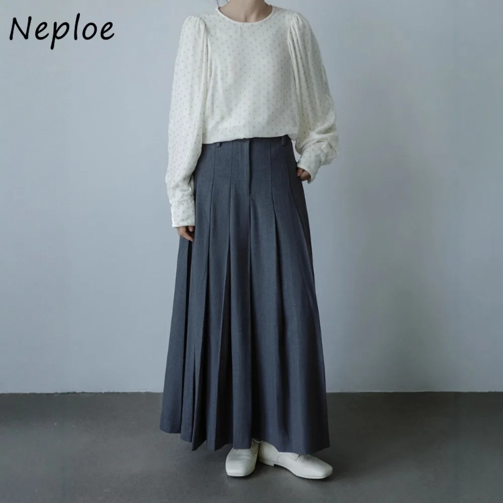 

Neploe Polka Dot O Neck Simple Casual Blusas Loose Vintage Fashion Elegant French Mujer Japan Minority Velvet Slim Fresh Shirt
