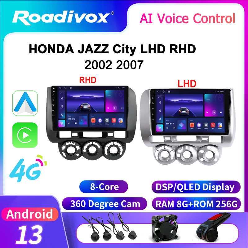 

Автомагнитола roadivox, Android, для HONDA JAZZ City, LHD, RHD 2002, 2007, стерео, GPS-навигация, видео, мультимедийный плеер, магнитофон