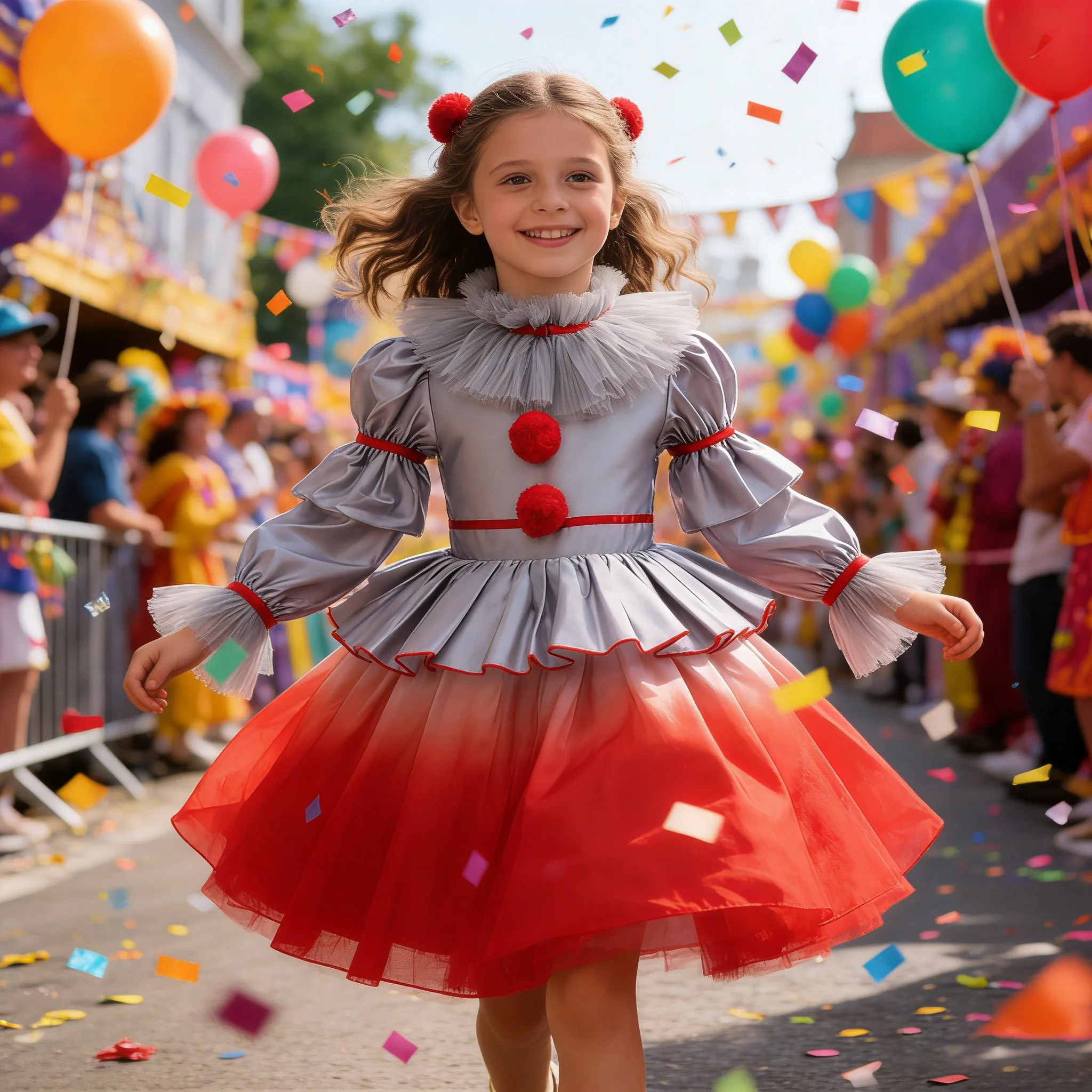 2026 Gruseliger Clown-Kostüm für Mädchen, Terrorfilm-Kinderkleidung, Mädchen-Karnevalsmaskerade, Horro-Grusel-Clown-Themenparty 3-8 Jahre