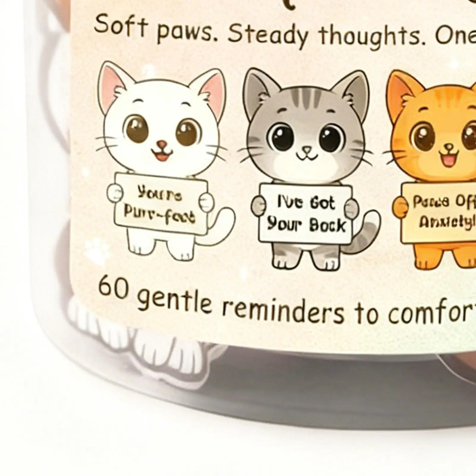 Motivational Cards 60 Pieces Cat Encouragement Cards Positive Cat Jar For Women Men Coworkers Desk Decor Mindfulness Mental