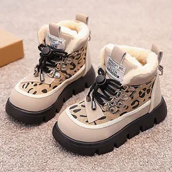 Winter Snow Boots For Children Thick Warm Faux Fur Shoes For Teenager Girls PU Leather Waterproof Big Girl's Plush Boots