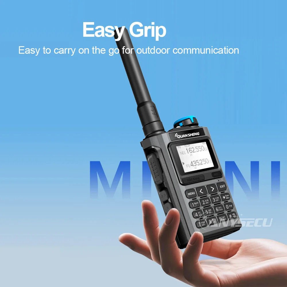 Quansheng Mini Kong UV-K1 50-600MHz Walkie Talkie Daya Tinggi 5W Walkie Talkie Tombol Abu-abu Radio Dua Arah Pemrograman USB
