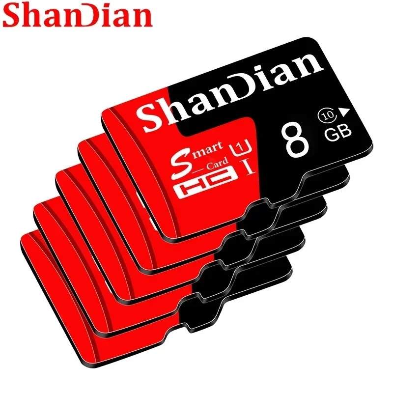 SHANDIAN Mini SD Card 4GB 8GB 16GB Class 6 Real Capacity 32GB Memory SD Card High Speed Smart SD Card TF Red suitable for camera