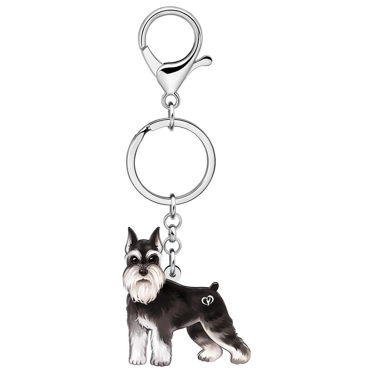 BONSNY Acrylic Schnauzer Dog Puppy Key Chains Key Chain For Women Kids Charm Pets Jewelry Key Ring Car Purse Accessory Gifts