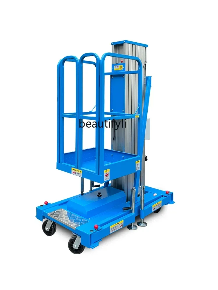 

Aluminum-Alloy Lift Mobile Electric Hydraulic Ascending Dispatch Trolley Single Column 6 M Warehouse Hydraulic Aerial Cage Lift