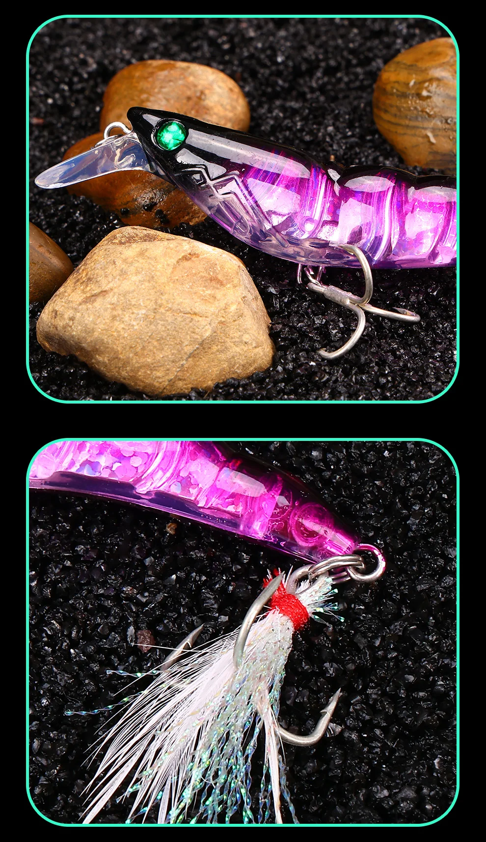 Weihe 1/5 Stück Garnelen-Angelköder Langsam Sinkend mit Blutrillen-Federhaken Pencil Shrimp Mino – Detail 11