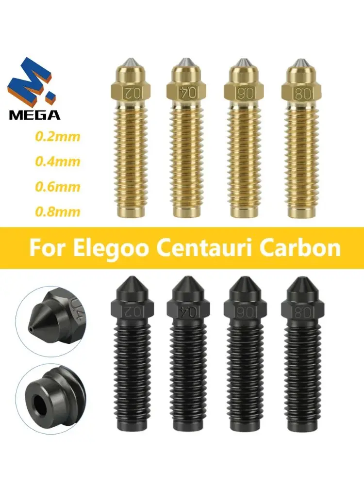 Zestaw dysz do Elegoo Centauri, hartowane węglem, stal mosiężna, dysze 0.2/0.4/0.6/0.8mm do Elegoo Carbon Hotend, części do drukarki 3D — zdjęcie produktu 7