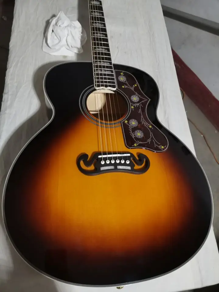 

Jumbo sunburst acoustic electric guitar J 200 flame maple 43 inches guitar